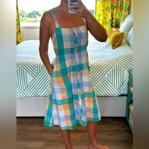 MADEWELL checkerd Sleeveless Button-Down Dress sz 6